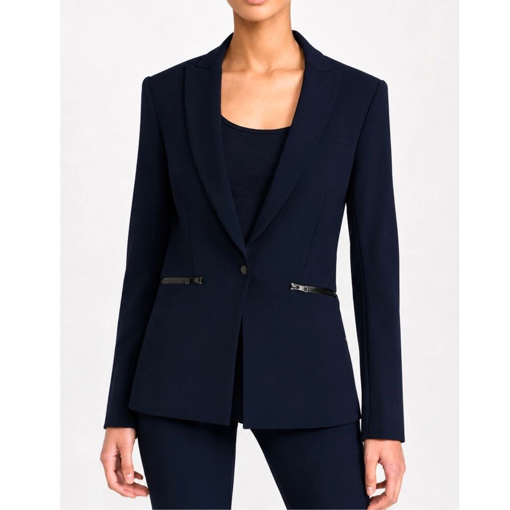 Veronica Beard 2 Navy Blue Iconic Scuba Dickey Jacket $645 Bi Stretch Blazer NWT